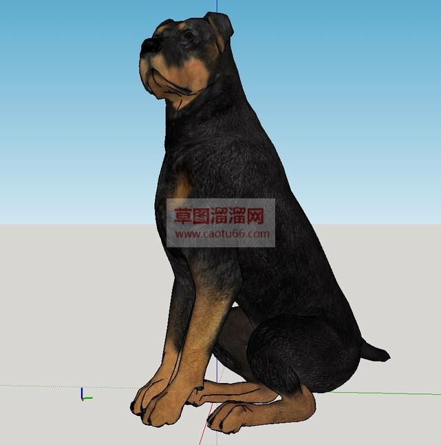 蹲着的狗狗免SU模型