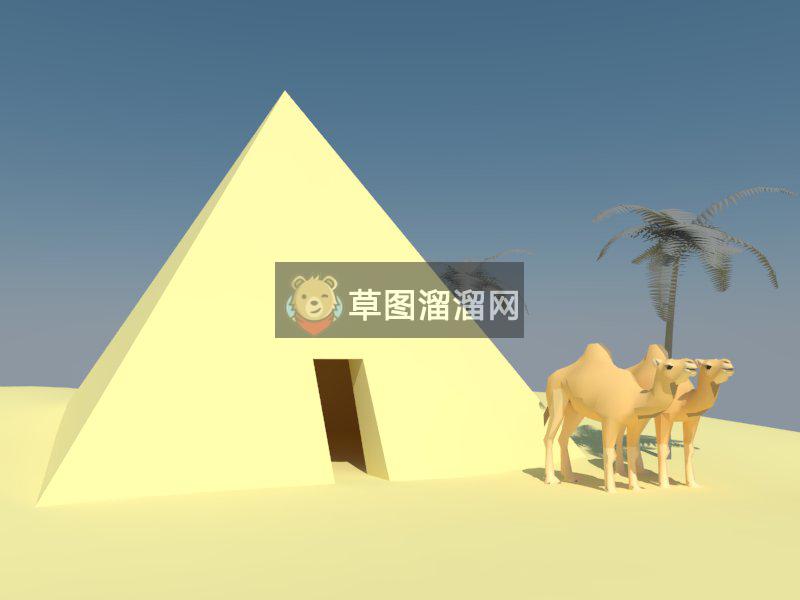 金字塔沙漠骆驼SU模型