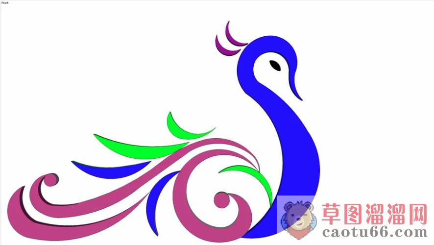 孔雀装饰logoSU模型