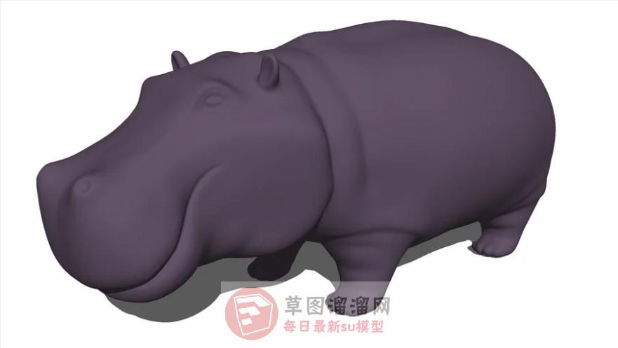 河马工艺品雕塑SU模型