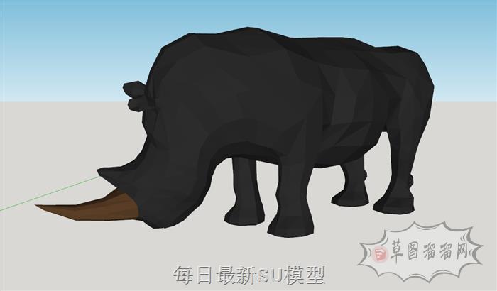 犀牛雕塑工艺品SU模型