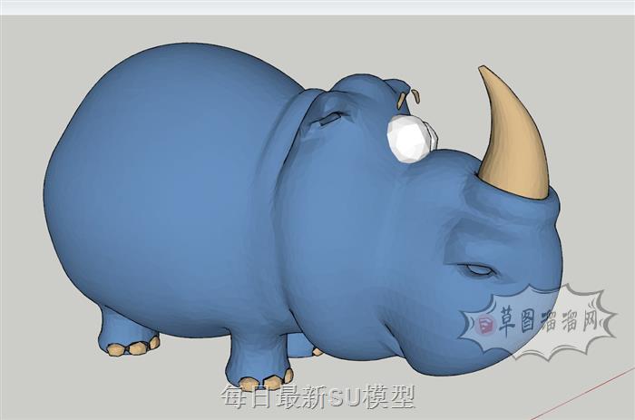 犀牛动物工艺品SU模型