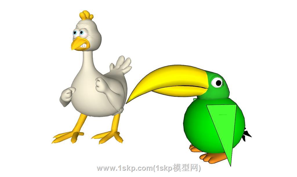 卡通动物鸡鹦鹉SU模型