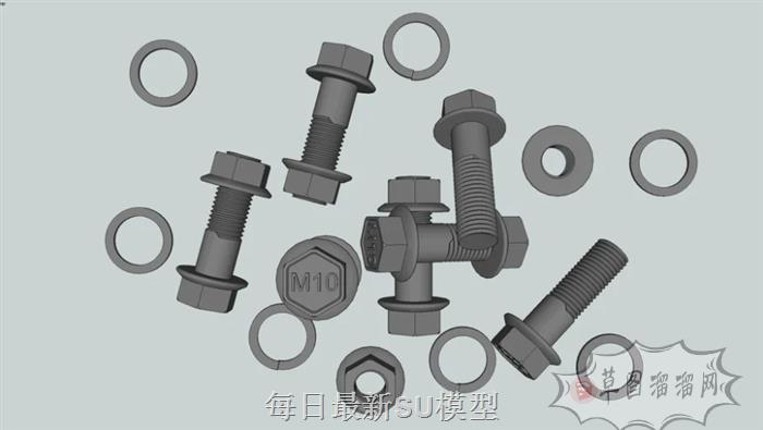 M10螺母螺丝SU模型