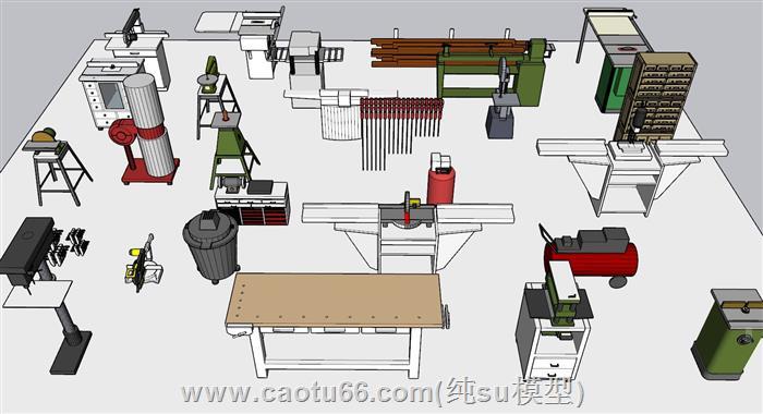 车间工作台操作台SU模型
