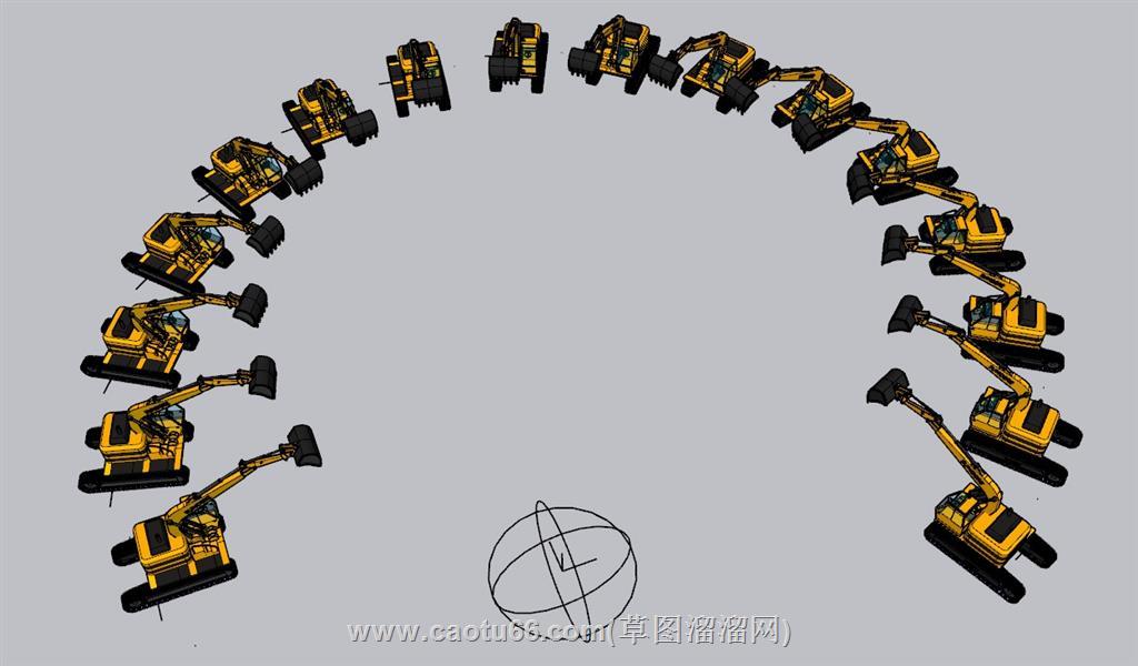 工程车挖掘机SU模型