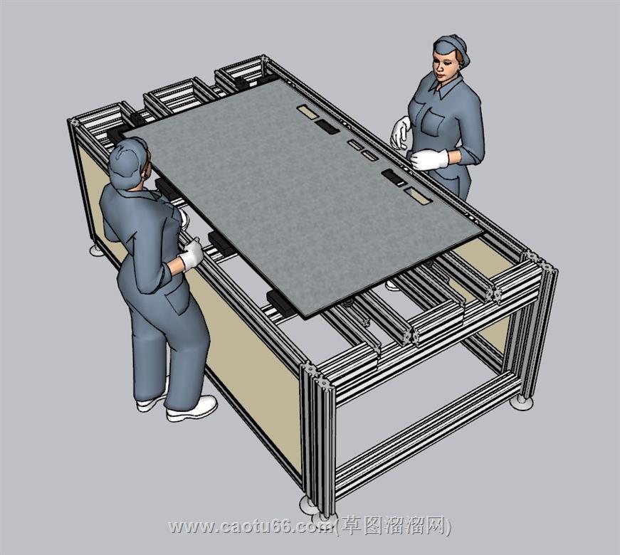 车间机床工人SU模型