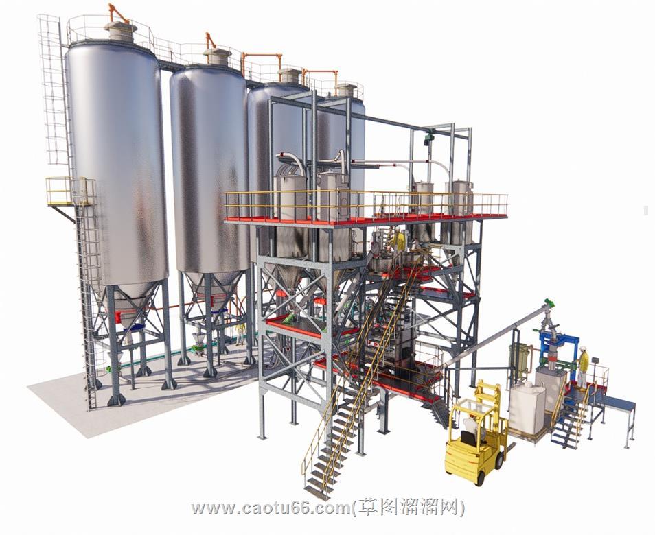 工厂工业水塔SU模型