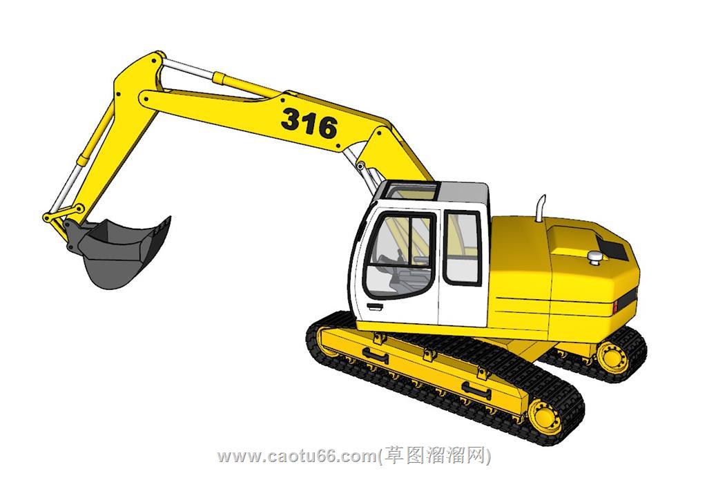 履带钩机挖掘机SU模型