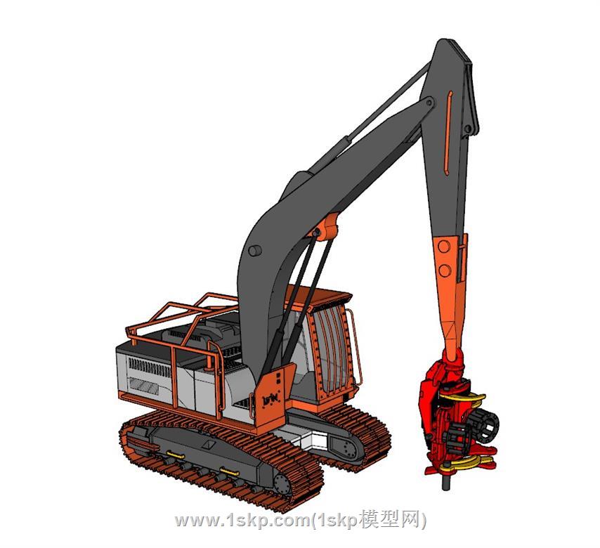 履带机械挖机SU模型
