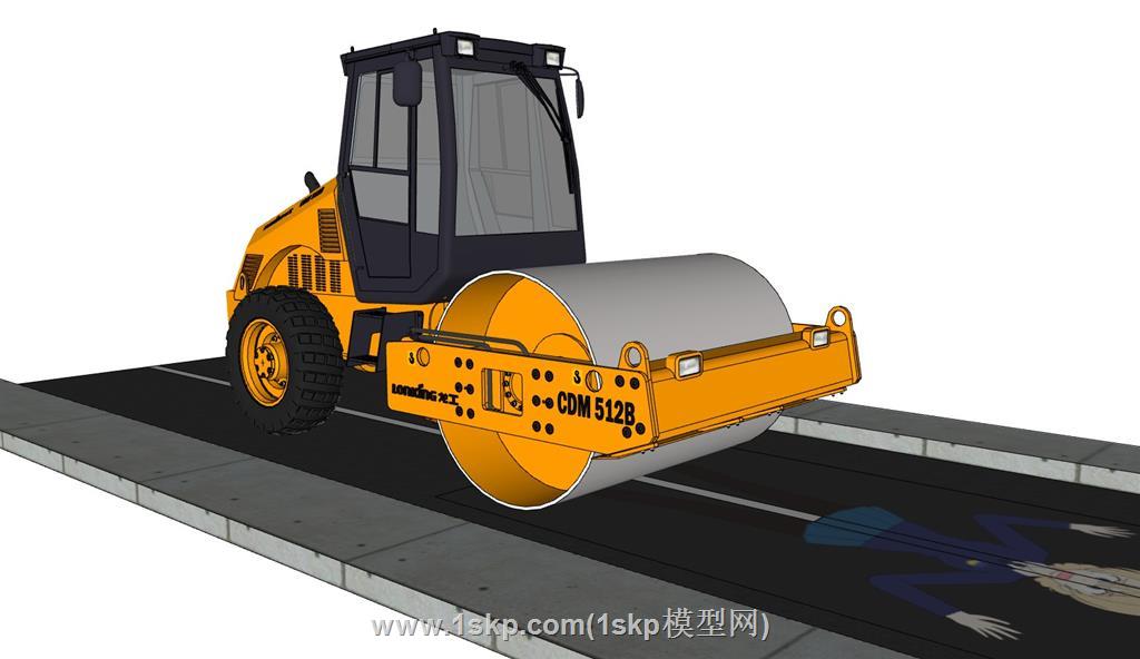 修路压路机压土机SU模型