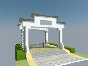 中式牌坊门楼SU模型