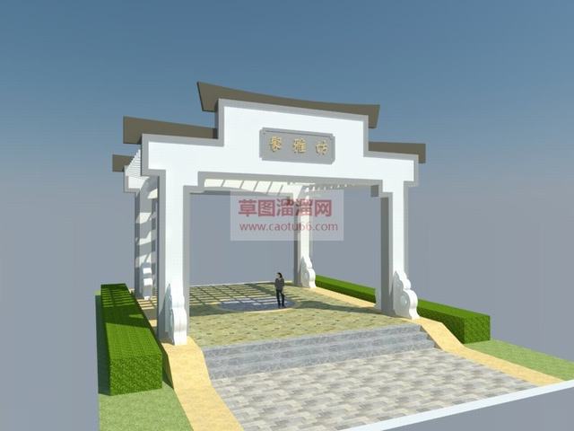 中式牌坊门楼SU模型