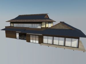 日式茶楼商业街SU模型 免费sketchup模型下载