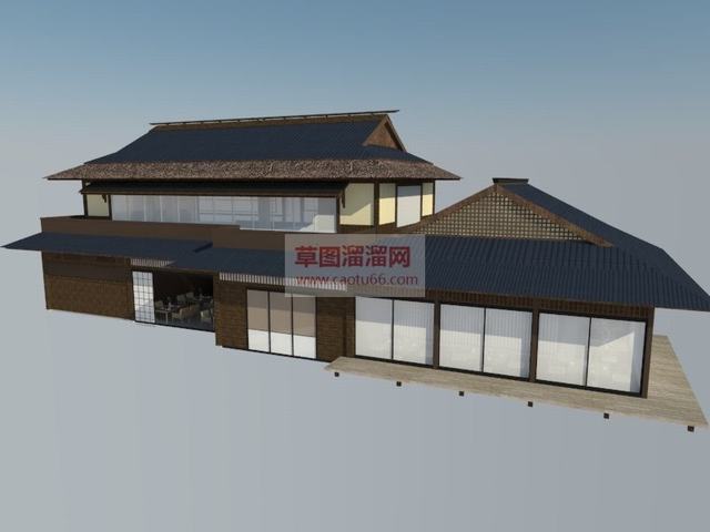 日式茶楼商业街SU模型