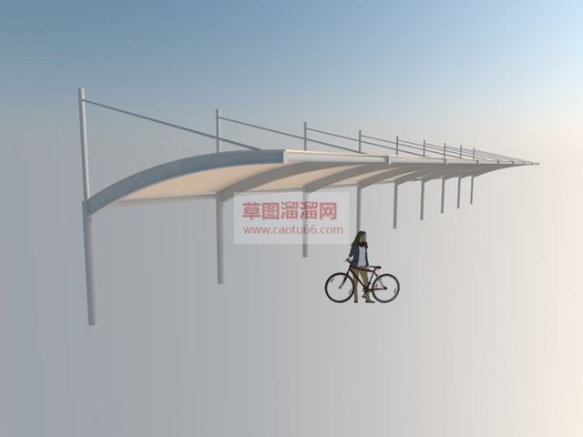 单车停车棚单车棚SU模型