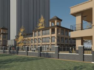 商业街方案沿街商铺围墙建筑SU模型