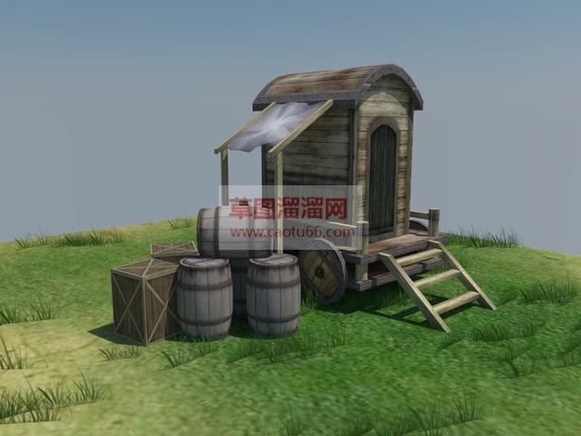房车木屋木酒桶SU模型
