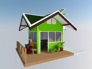 美式小木屋SU模型 免费sketchup模型下载
