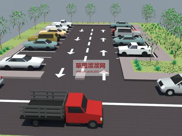 露天停车场停车位停车线SU模型