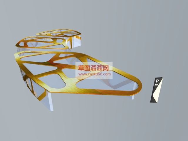 停车场指示牌玻璃搭建停车场SU模型