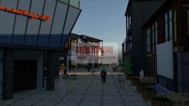 新中式商业街SU模型