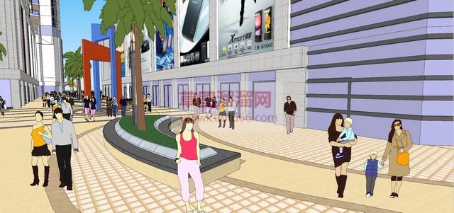 商业街小区屋顶SU模型