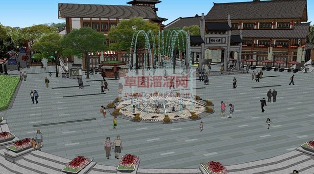 中式商业街古SU模型
