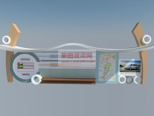 公交车站候车SU模型