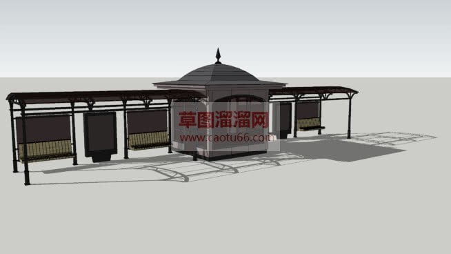 欧式公交候车SU模型