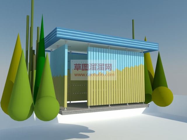吸烟区吸烟木SU模型