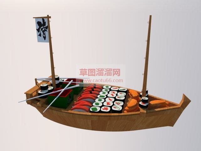 日式寿司饭盒SU模型
