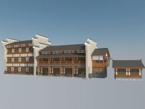 中式商业街建SU模型