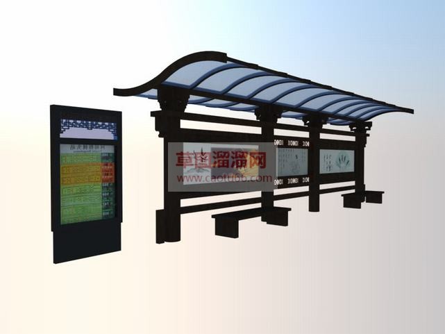 公交候车棚设SU模型