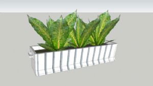 白色小花箱花SU模型