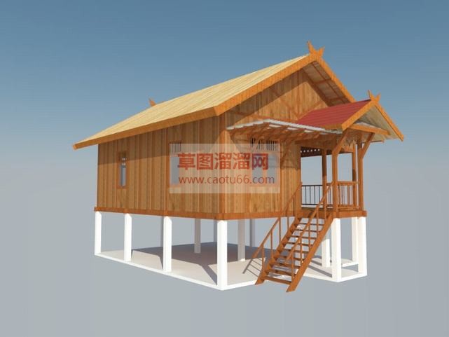 高脚木屋免费SU模型