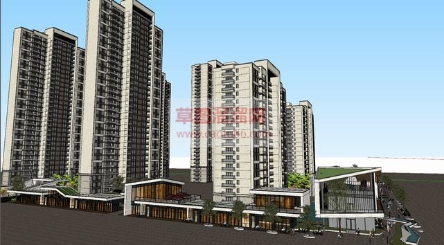 商业街裙楼建SU模型