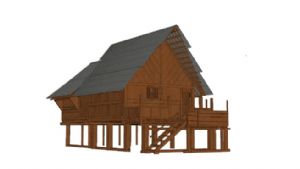木屋高脚屋吊SU模型