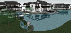 中式商业街建SU模型