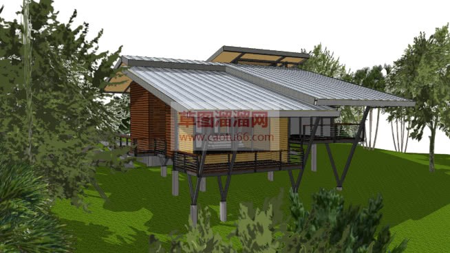 半坡小木屋的SU模型