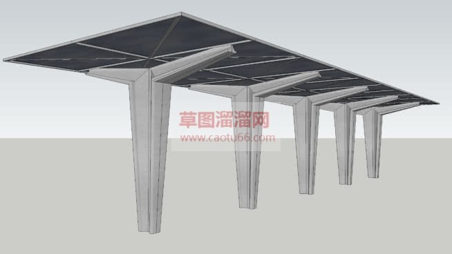 停车棚停车架SU模型