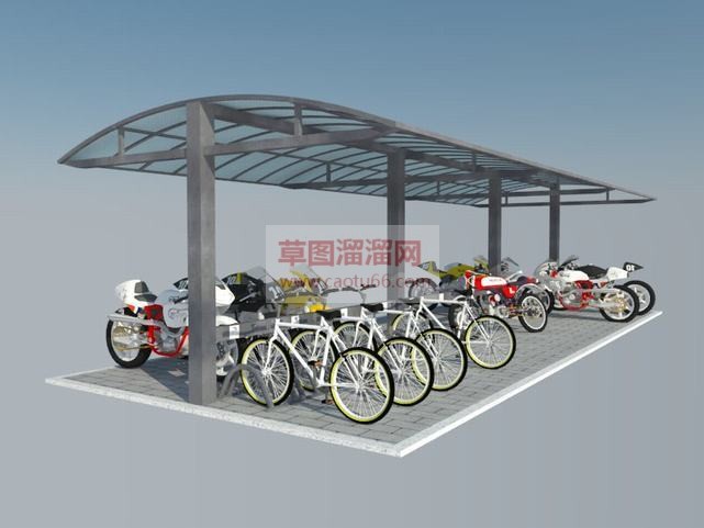 自行车棚SU模型