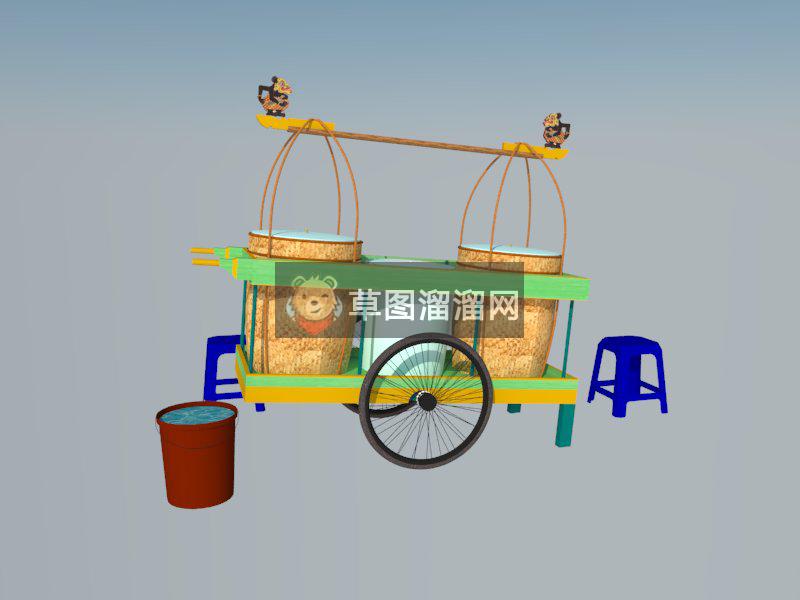 商业街创意餐SU模型