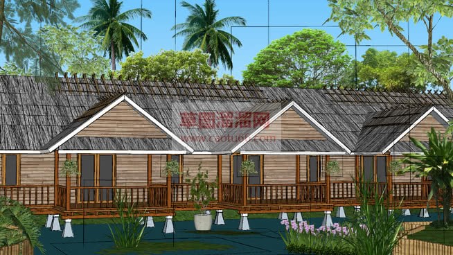 水上别墅木屋SU模型