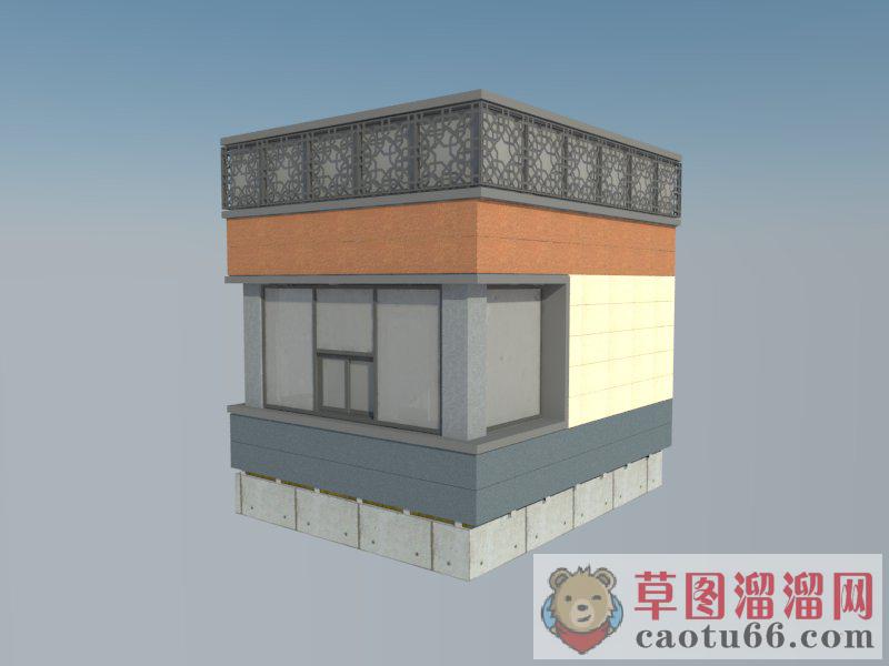 新中式岗亭保安亭SU模型