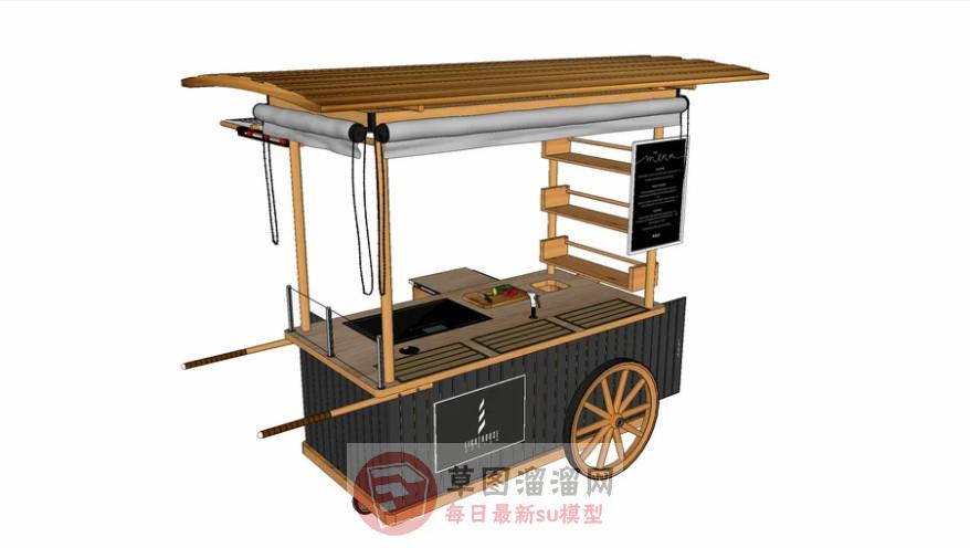 日式户外餐车推车SU模型