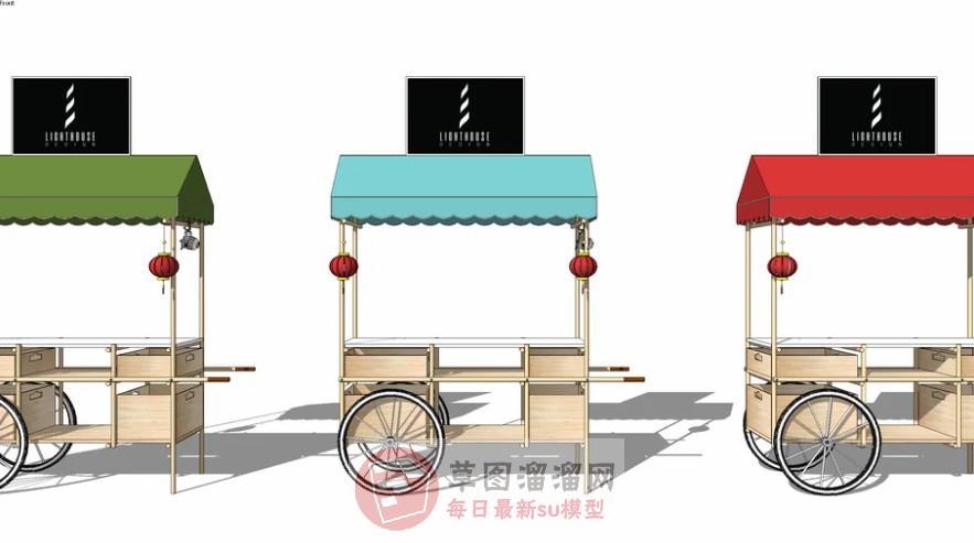 商业街装饰手推车SU模型