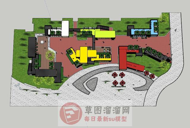 商业街集装箱建筑SU模型