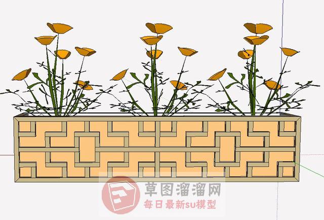 中式花箱SU模型
