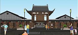 民族商业街古建筑SU模型